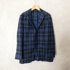 美品 BELVEST ベルベスト ビームスエフ別注 シルク×リネンブレンド チェック柄 シングル 3B テーラードジャケット 46 マルチカラー 102