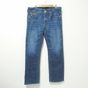 美品 TRUE RELIGION トゥルーレリジョン BOBBY USA製 ストレート デニムパンツ ジーンズ W34 インディゴブルー 905