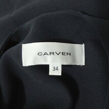 美品 CARVEN カルヴェン 裏地シルクブレンド 膝丈 ノースリーブ プリーツ ワンピース 34 ネイビー 102_画像3