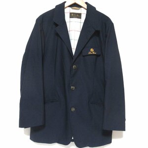 美品 Loro Piana ロロピアーナ HORSEY JACKET チェック柄裏地 ストレッチ ナイロン 3B シングル テーラードジャケット 48サイズ ネイビー