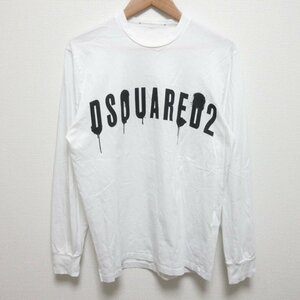 美品 22SS DSQUARED2 ディースクエアード COOL Long Sleeve T-Shirt ペイントプリント 長袖 Tシャツ カットソー サイズM ホワイト