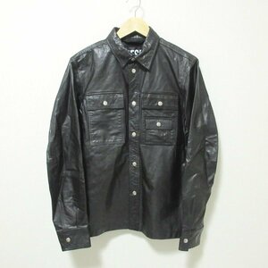 美品 DIESEL ディーゼル L-MALIK カウレザー スナップボタン シャツジャケット L ブラック 102