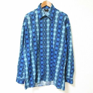  beautiful goods VERSACE Versace Vintage check pattern mete.-sa button long sleeve shirt size L blue 