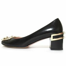 美品 Roger Vivier ロジェヴィヴィエ ISADO DEC パール×ビジュー バックル チャンキーヒール レザー パンプス 38.5サイズ 24.5cm ブラック_画像3