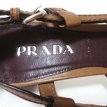 美品 PRADA プラダ エナメル×レザー スクエアトゥ ストラップ パンプス サイズ36 約23cm ブラウン_画像4