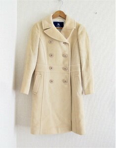 良品 BURBERRY BLUELABEL バーバリーブルーレーベル モヘヤブレンド ダブルブレスト コート 36 ホワイト 白