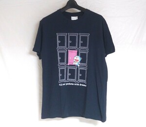 ドラえもん どこでもドア フロントプリント 半袖 Ｔシャツ ネイビー メンズ Mサイズ