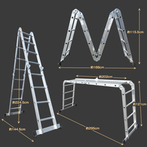 1円 未使用 はしご 4.6m 伸縮 脚立 作業台 アルミ 折りたたみ 梯子 ハシゴ ラダー 多機能 プレート付き 高所 足場 剪定 雪下ろし ny356_画像9