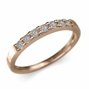 平たい リング ハーフ エタニティ 指輪 細身 指輪 ダイヤモンド k10ピンクゴールド 幅約2mmリング 少し細め