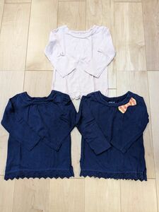 グローバルワーク　長袖カットソー 長袖Tシャツ ロンT　双子　姉妹　三つ子　幼稚園　Ｓ　90 100