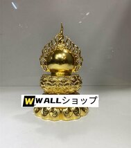 「密教法具 寺院用仏具」極上品 火焔宝珠舎利塔 仏教芸術品 舎利塔 金箔貼り 真鍮製 高さ20cm_画像1