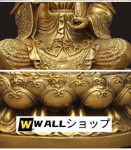 「仏教法具 寺院用仏具」極上品 観自在菩薩 観音菩薩仏像 真鍮製 仏教美術 高さ28cm_画像2