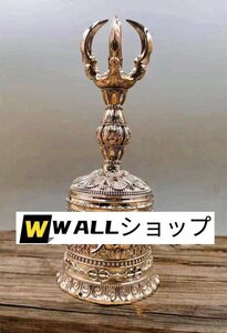 「密教法具 寺院用仏具」極上品 真言宗 五鈷鈴 金剛鈴 仏教工芸品 仏具 磨き仕上げ 銅製 高さ16cm