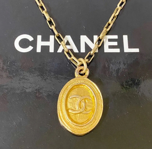  Chanel колье здесь Mark Vintage эллипс Gold золотой Logo *