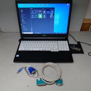 Win10 RS-232Cケーブル付きノートパソコン。ＮＣ工作機械のプログラム入出力管理に。マシニング、NC旋盤のＧコード入出力、CAD/CAM　FANUC