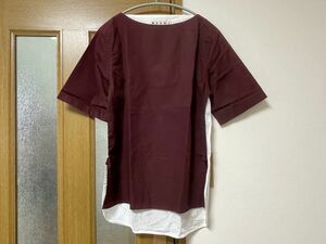 10-18 MARNI マルニ 半袖Tシャツ エンジ＆ホワイト 44サイズ 美品