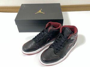 10-8 NIKE スニーカー AIR JORDAN 1 MID 黒×赤 2015年 レアカラー 26cm 新品