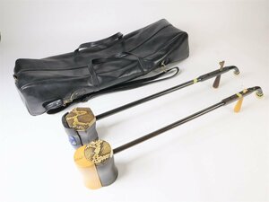 中国楽器 二胡 2本まとめて 胡弓 六角胴 丸胴 蛇 ソフトケース付 弦楽器 伝統芸能