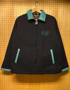 CALEE キャリー 刺繍 スポーツジャケット BLACK×TURQUOISE Mサイズ