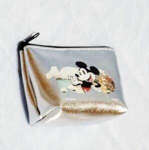 Новая бесплатная доставка ♪ Disney Silver Glitter Silver Flat Pouch Мини-кошелек Микки Маус 7 см 100-летие Памятный продукт