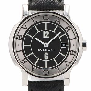 ブルガリ BVLGARI ソロテンポ ST29S 腕時計 SS レザー クォーツ ブラック レディース 【中古】