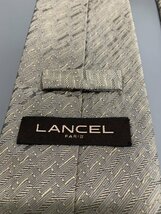 １円〜　LANCEL　ランセル　ネクタイ　茶っぽいグレー　総柄　シルク　C1242_画像4