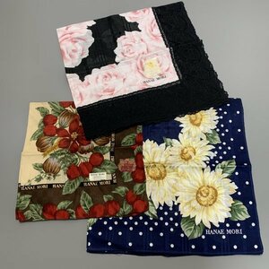 １円〜　【未使用】HANAE MORI　森英恵　ハナエモリ　ハンカチ　3枚セット　コットン　C1261