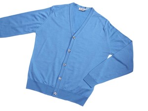  メンズ M ジョンスメドレー 最高級メリノウール カーディガン WELBECK BROOK BLUE JOHN SMEDLEY イギリス製★