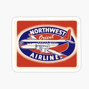 レトロステッカー　Vintage Northwest Orient Airlines retro plane design