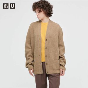 UNIQLO ユニクロ プレミアムラムリブカーディガン　ブラウン