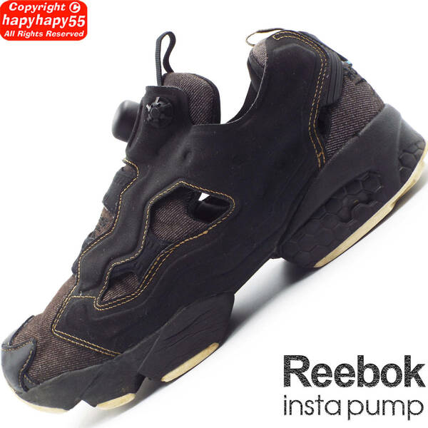 限定モデル■Reebok INSTAPUMP FURY デニム スニーカー ブラック◆リーボック インスタ ポンプ フューリー ステッチデザイン 櫻井海音