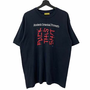 ■激レア■90s USA製 FUCK THIS SHIT メッセージ Tシャツ XL ファック トリックアート 00s ビンテージ