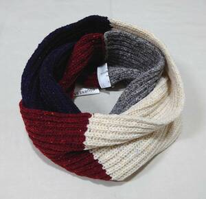 THE FOURNESS TOKYO ROBERT MACKIE PANEL SNOOD F CHARCOAL/NAVY スコットランド製 ニット スヌード