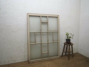 taN0253*(3)[H122cm×W89cm]* antique * rare * retro . pavilion. old tree frame glass door * fittings sliding door window sash car Be Taisho romance L under 