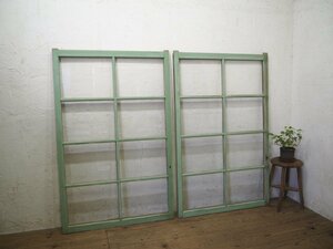 taN0351*(11)[H137,5cm×W87cm]×2 sheets * retro taste ... old tree frame sliding door * fittings glass door sash retro car Be antique L pine 