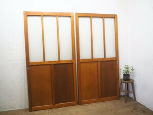 taN0355*(2)[H176,5cm×W89cm]×2 sheets * Vintage * firmly considering . structure .. old wooden glass door * fittings sliding door retro garage warehouse M pine 