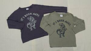 《送料込》中古品 120cm 長袖Tシャツ 2点セット ロンT devirock デビロック 子ども服 色違い 双子