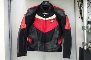 HYOD punching leather & nylon mesh jacket black / red size L