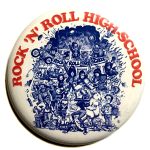 デカ缶バッジ 58mm RAMONES ラモーンズ Rock 'n' Roll High school ロックンロールハイスクール (青赤）