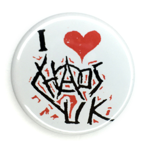 デカ缶バッジ 58mm I LOVE CHAOS UK カオスUK Short Sharp Shock Hardcore Punk Noisecore ノイズコア