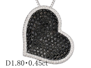 ブラックダイヤモンド/1.80ct ダイヤモンド/0.45ct ハートモチーフ ネックレス K18WG