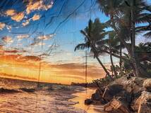 【180×230】大自然　タペストリー　夕暮れ　夕方　ハワイアン　ビーチ　海　癒し　ヤシの木_画像3