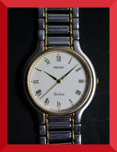 セイコー SEIKO ドルチェ Dolce クォーツ 3針 純正ベルト 7741-6050 男性用 メンズ 腕時計 W109 稼働品