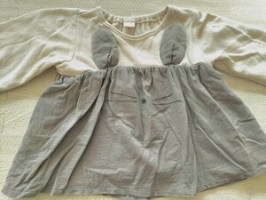 【tete a tete◆テータテート】裏起毛長袖カットソー★女の子可愛いうさぎコーデュロイ★100cm★バースデイトップス