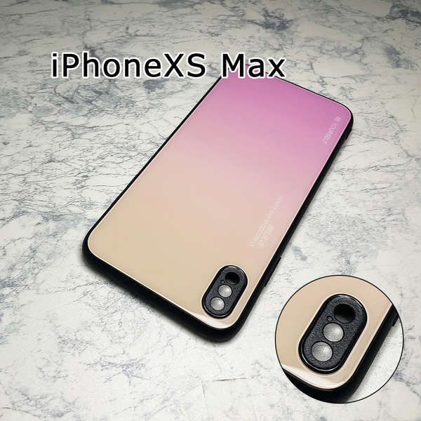 カメラ部保護モデル iPhone XS Max ケース アイフォンXS Max ケース XSMax 強化ガラス グラデーションデザイン☆ピンク系