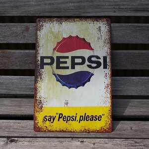 【ブリキ看板】 ペプシコーラ Pepsi 看板 レトロ風 インテリア インテリア 店舗 カフェ 壁飾り　20cm×30㎝（送料無料！）