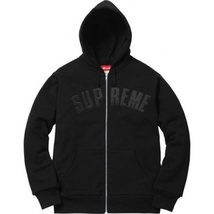 Supreme 17FW【新品】Arc Logo Thermal Zip Up Sweatshirt 黒 アーチロゴ パーカー BOXLOGOステッカー付 _画像1