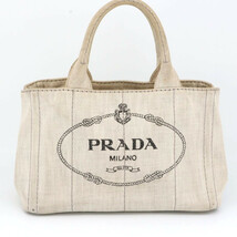 1円 プラダ PRADA カナパ デニム 2WAY ショルダーバッグ ハンドバッグ トート 三角ロゴ キャンバス レディース 斜め掛け ホワイト グレー_画像2