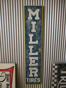 ビンテージサイン木製看板　検）MILLERTIREDUNLOPFIRESTONEタイヤGOODYEARピレリアメ車ガレージカスタムハーレーUSA40s50s60s70s