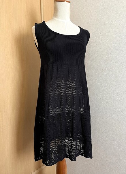 ☆【Lotta Love】ワンピース チュニック ニット 総レース編み 切替 ノースリーブ Mサイズ☆